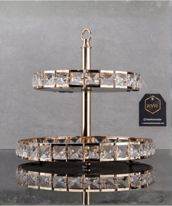 ZEYVE SQUARE STONE 2-LAYER ROUND SERVING DISH 25x25x25cm